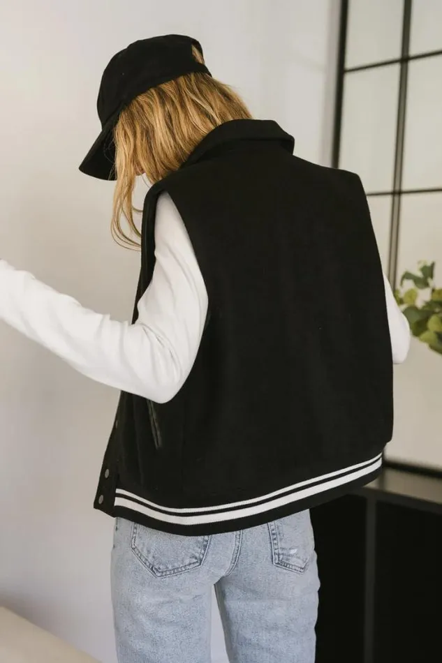 Bohme Tops Varsity Snap Button Vest Black 8211 Women Bohme Tops Varsity Snap Button Vest Black 8211 Women