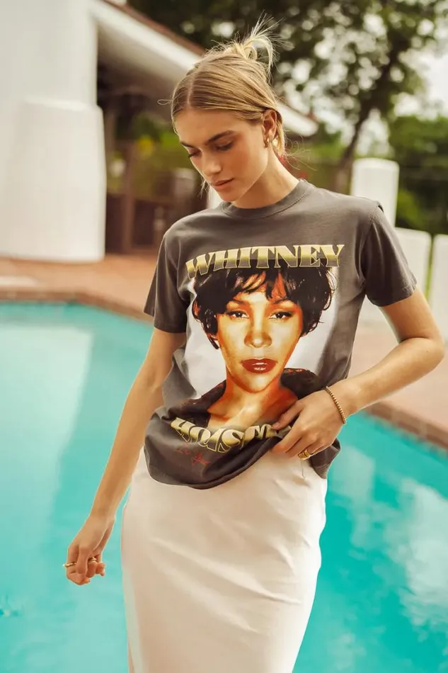 Bohme Tops Whitney Houston Graphic Tee 8211 FINAL SALE Black 8211 Women