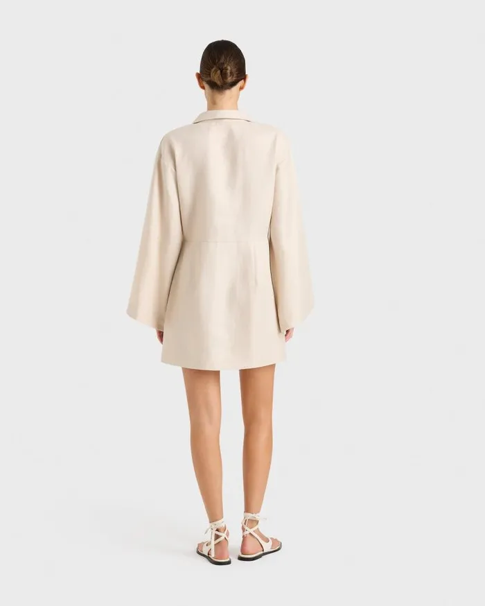 BONDI BORN Dresses Delphi Organic Linen Relaxed Sleeve Dress 8211 Sand 8211 Women