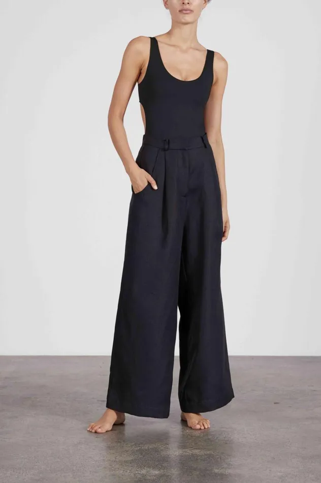 BONDI BORN Matching Separates Komodo Organic Linen Trouser 8211 Black 8211 Women