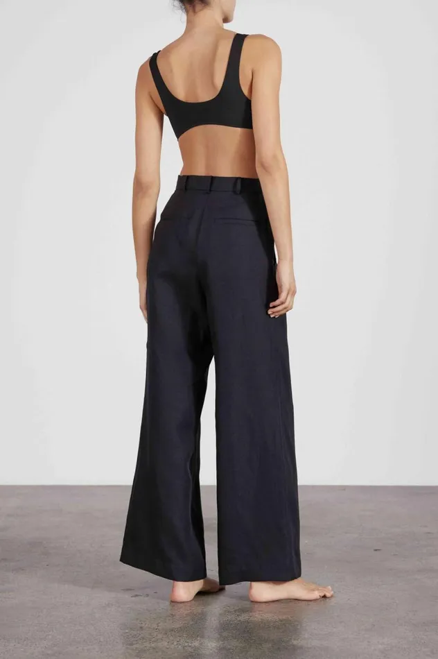 BONDI BORN Matching Separates Komodo Organic Linen Trouser 8211 Black 8211 Women