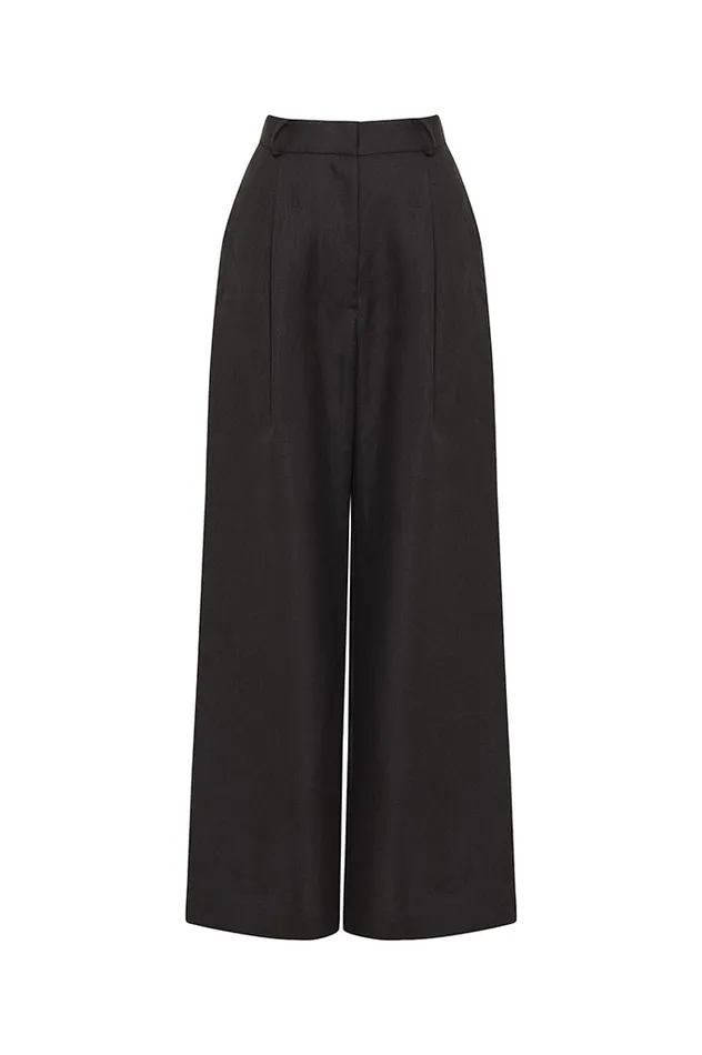BONDI BORN Matching Separates Komodo Organic Linen Trouser 8211 Black 8211 Women