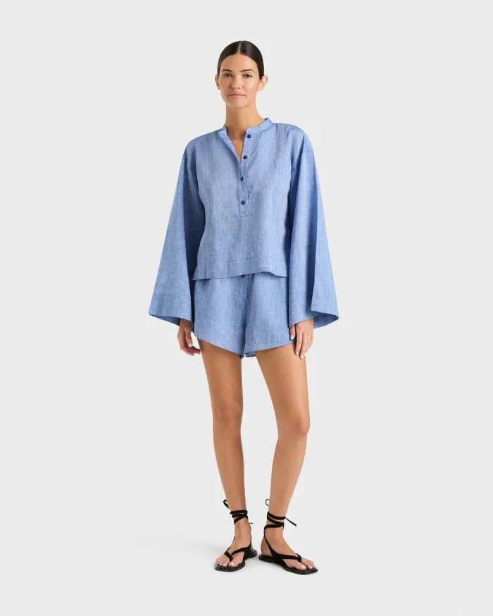 BONDI BORN Matching Separates Leiden Relaxed Sleeve Top 8211 Denim 8211 Women