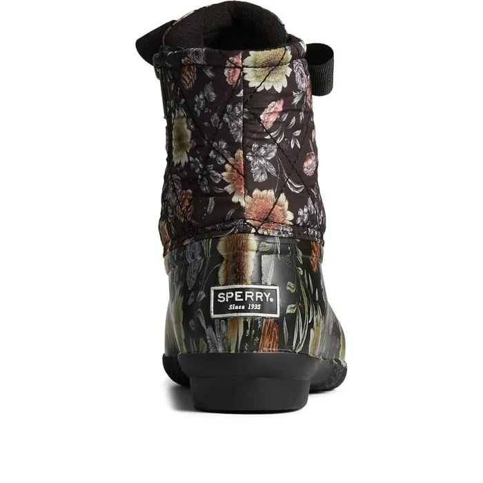 Boots Women Sperry Saltwater Floral Duck Boot Black Boots Women Sperry Saltwater Floral Duck Boot Black