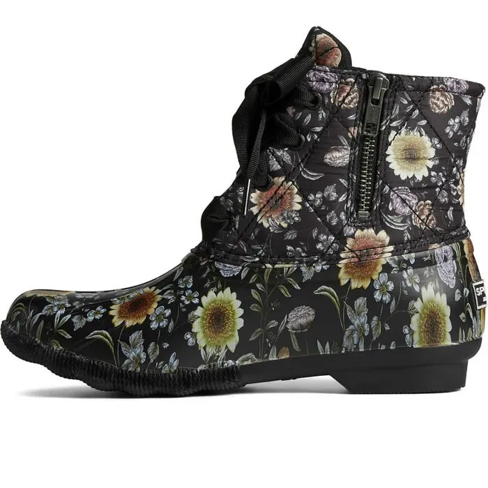Boots Women Sperry Saltwater Floral Duck Boot Black Boots Women Sperry Saltwater Floral Duck Boot Black