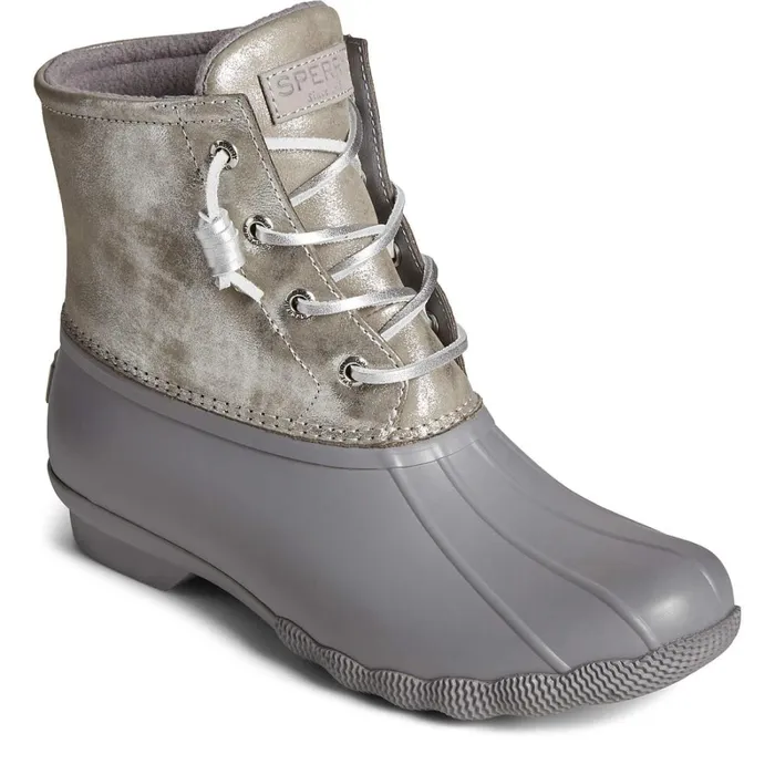 Boots Women Sperry Saltwater Metallic Leather Duck Boot Silver Boots Women Sperry Saltwater Metallic Leather Duck Boot Silver