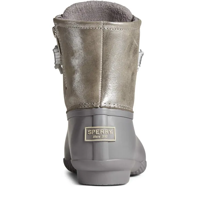 Boots Women Sperry Saltwater Metallic Leather Duck Boot Silver Boots Women Sperry Saltwater Metallic Leather Duck Boot Silver