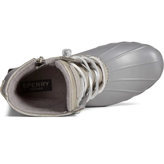 Boots Women Sperry Saltwater Metallic Leather Duck Boot Silver Boots Women Sperry Saltwater Metallic Leather Duck Boot Silver