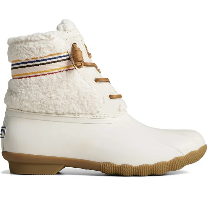 Boots Women Sperry Saltwater Rainbow Sherpa Duck Boot Ivory