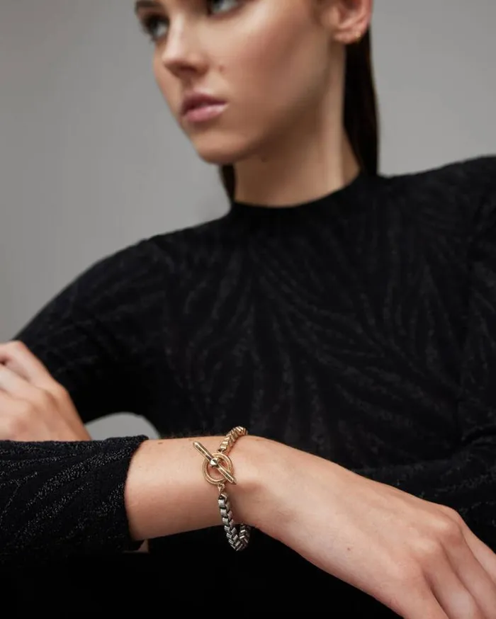 Box Chain Two Tone Bracelet Warm Brasssilver Women AllSaints Jewelry
