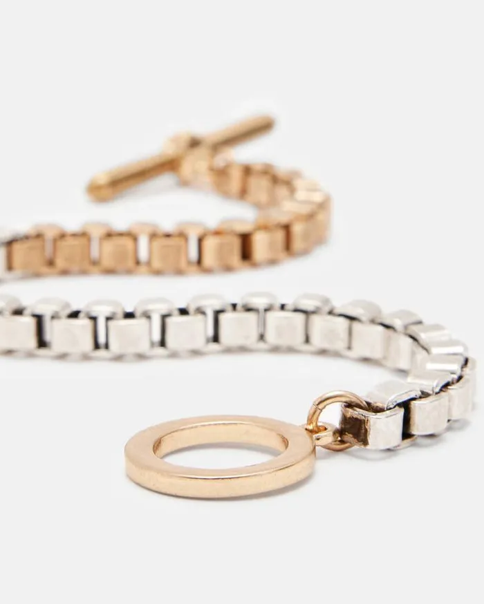Box Chain Two Tone Bracelet Warm Brasssilver Women AllSaints Jewelry