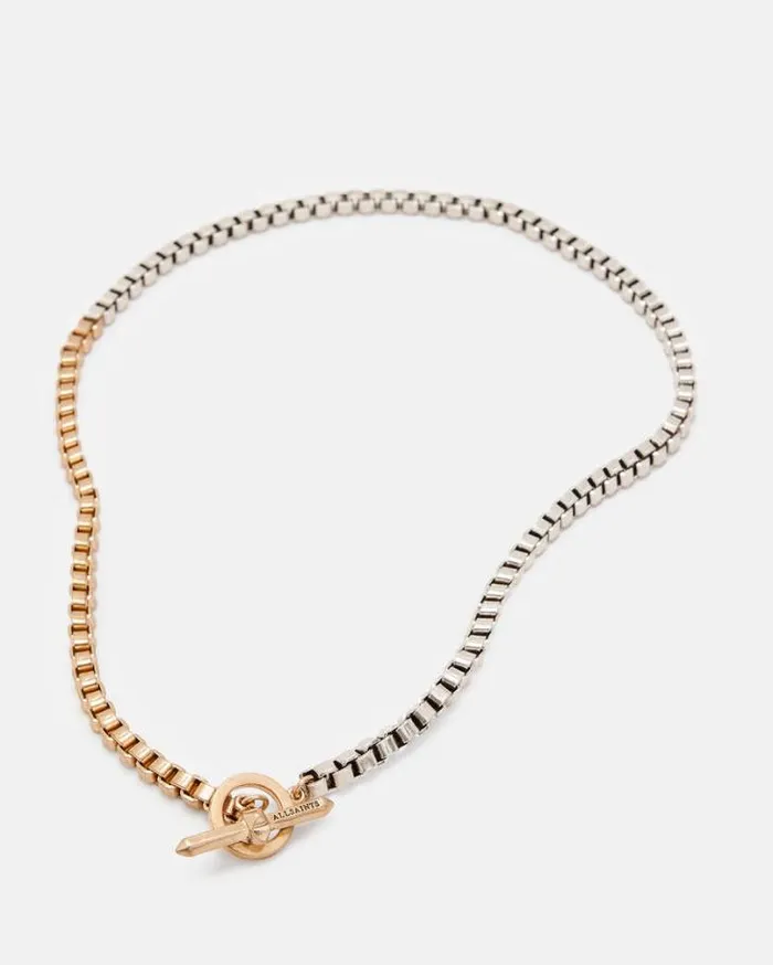 Box Chain Two Tone Necklace Warm Brasssilver Women AllSaints Accessories