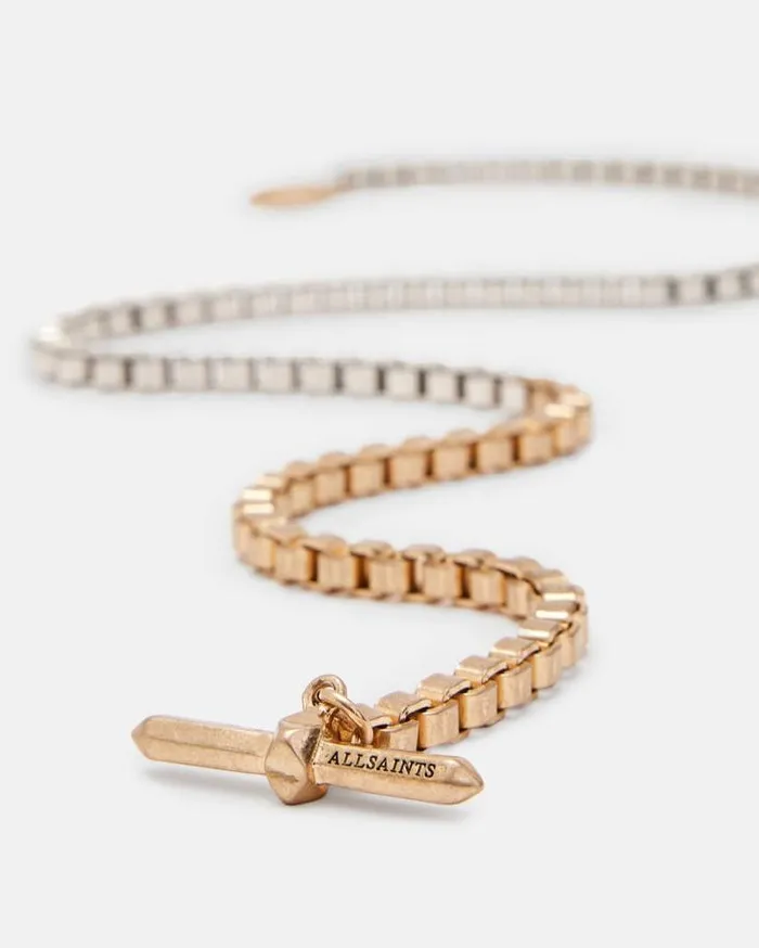 Box Chain Two Tone Necklace Warm Brasssilver Women AllSaints Accessories