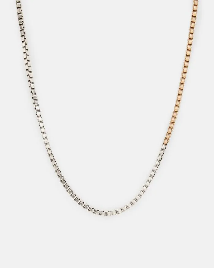 Box Chain Two Tone Necklace Warm Brasssilver Women AllSaints Accessories