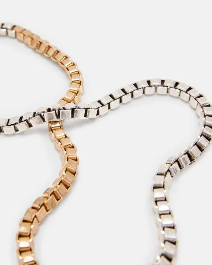 Box Chain Two Tone Necklace Warm Brasssilver Women AllSaints Accessories
