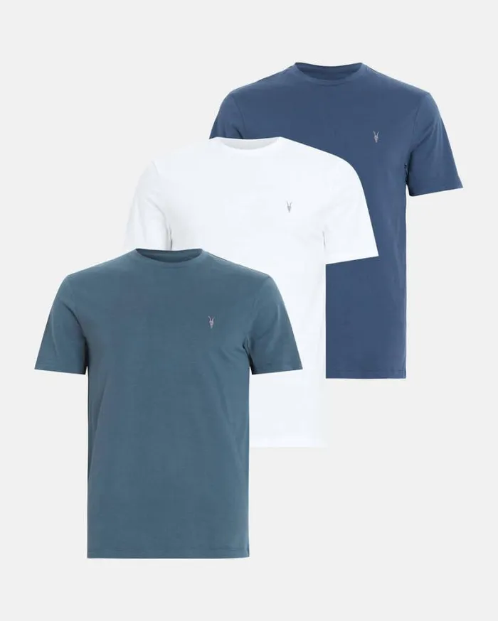 Brace Brushed Cotton TShirts 3 Pack Opt Whtblueblue Men AllSaints TShirts