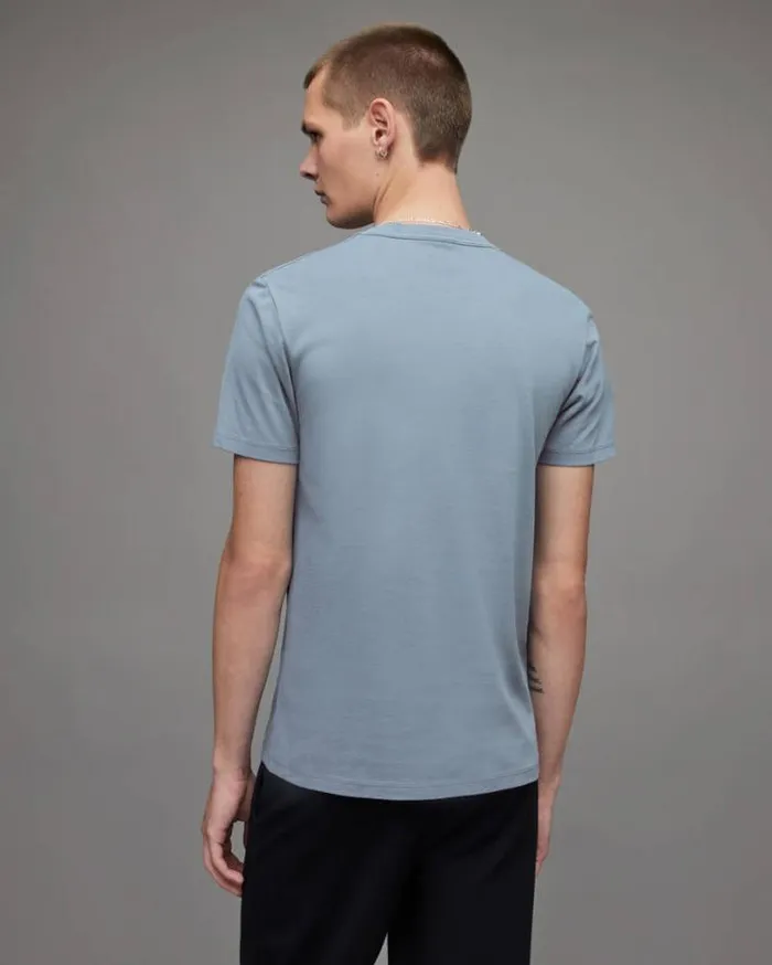 Brace Crew Brush Cotton TShirt Dull Blue Men AllSaints TShirts