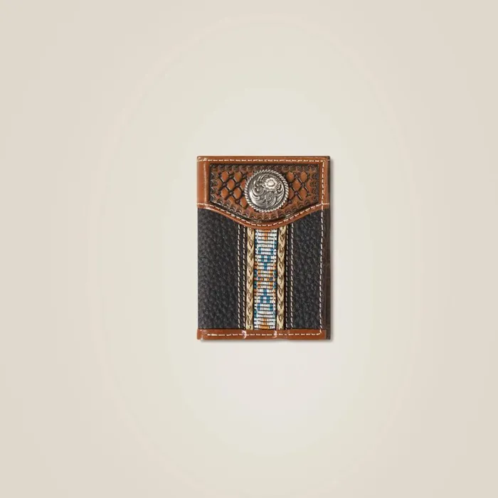 Braided Trim Trifold Wallet Brown Men Ariat Bags and Wallets