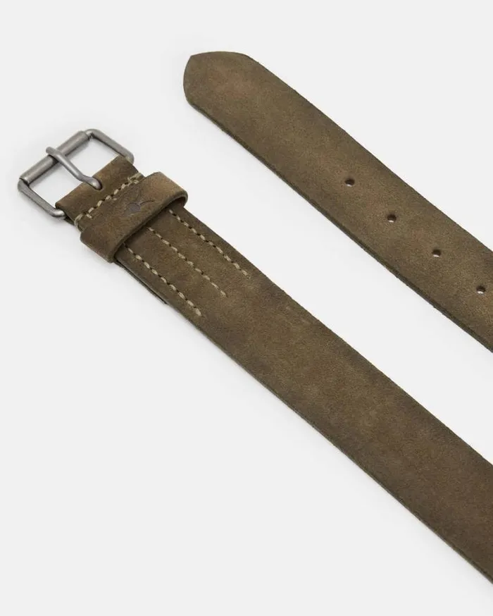 Bram Suede Studded Belt Green Men AllSaints Accessories