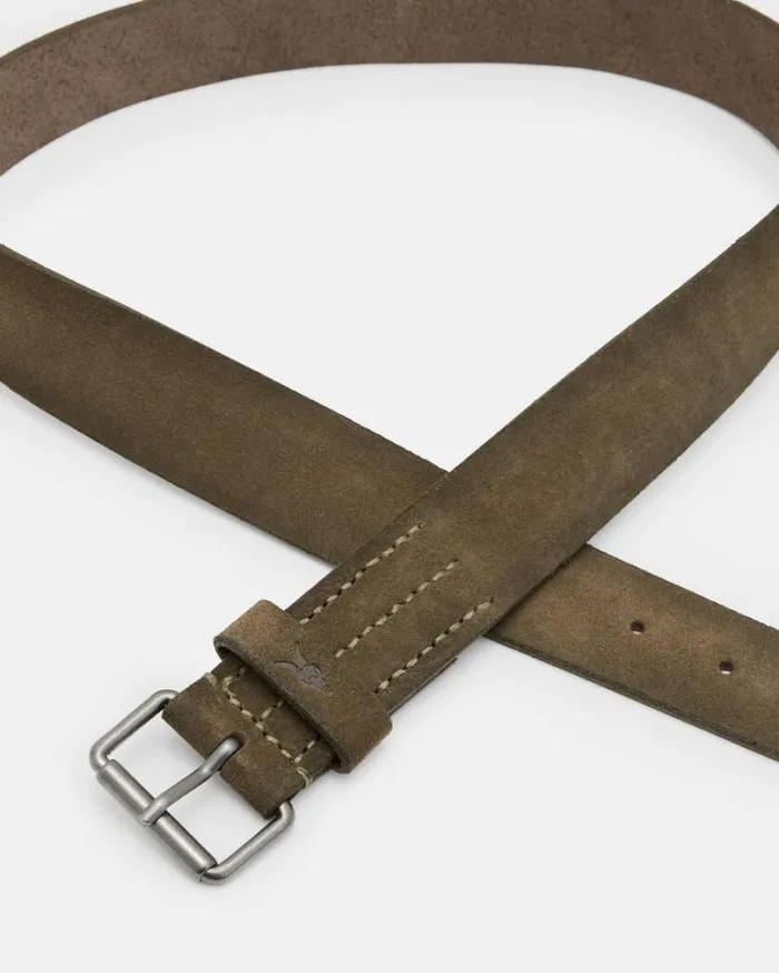 Bram Suede Studded Belt Green Men AllSaints Accessories