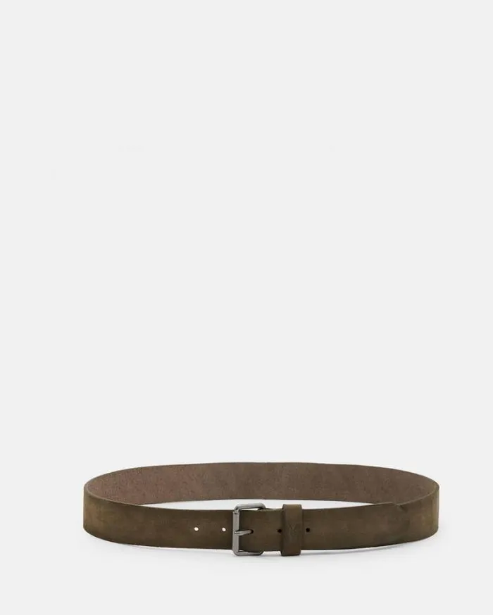 Bram Suede Studded Belt Green Men AllSaints Accessories