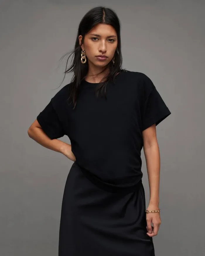 Briar Crew Neck Short Sleeve TShirt Black Women AllSaints Tops and Shirts