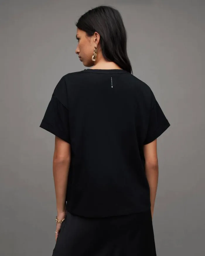Briar Crew Neck Short Sleeve TShirt Black Women AllSaints Tops and Shirts