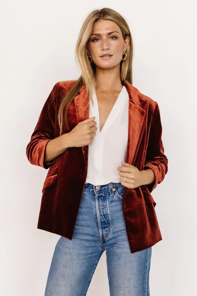Brinton Velvet Blazer Cinnamon Women Baltic Born Outerwear