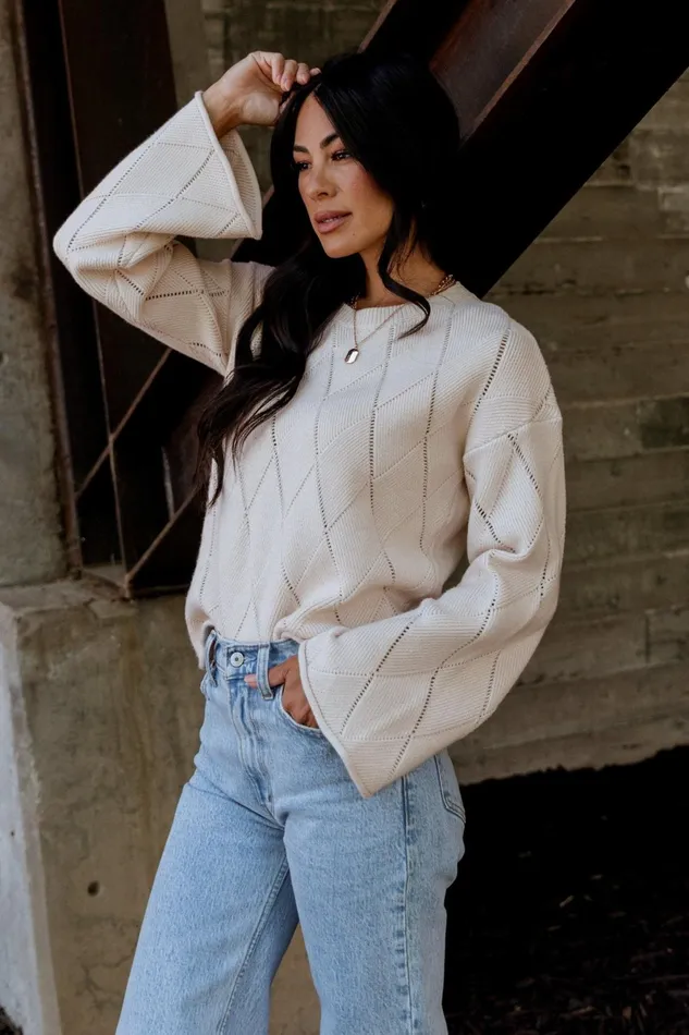 Britta Diamond Knit Sweater Beige Women Baltic Born Sweaters