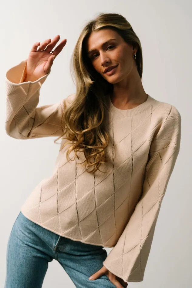 Britta Diamond Knit Sweater Beige Women Baltic Born Sweaters