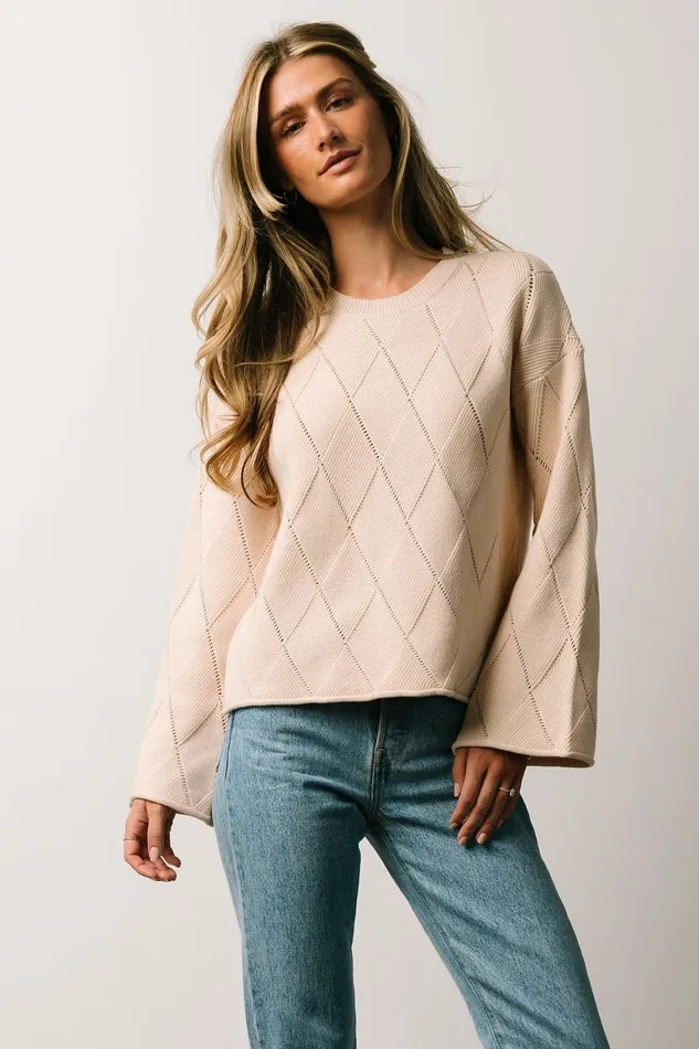 Britta Diamond Knit Sweater Beige Women Baltic Born Sweaters