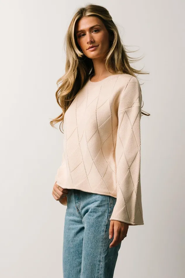 Britta Diamond Knit Sweater Beige Women Baltic Born Sweaters