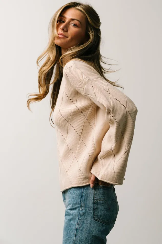 Britta Diamond Knit Sweater Beige Women Baltic Born Sweaters