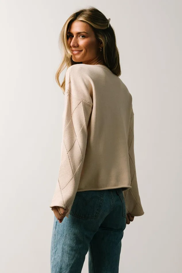 Britta Diamond Knit Sweater Beige Women Baltic Born Sweaters