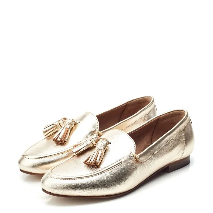 Brogues And Loafers Women Moda In Pelle Ellmia Gold Leather