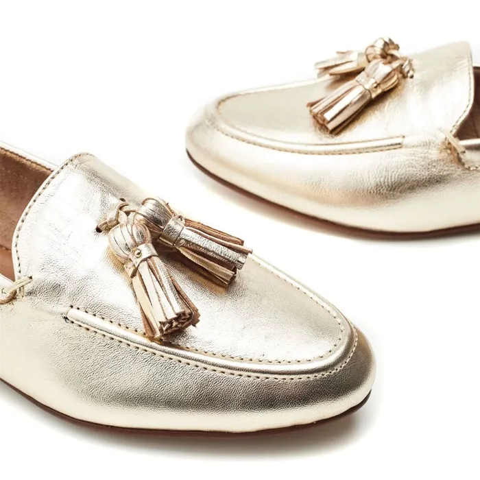 Brogues And Loafers Women Moda In Pelle Ellmia Gold Leather