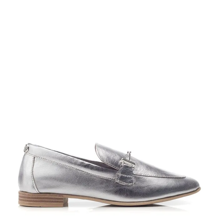 Brogues And Loafers Women Moda In Pelle Fayee Silver Leather