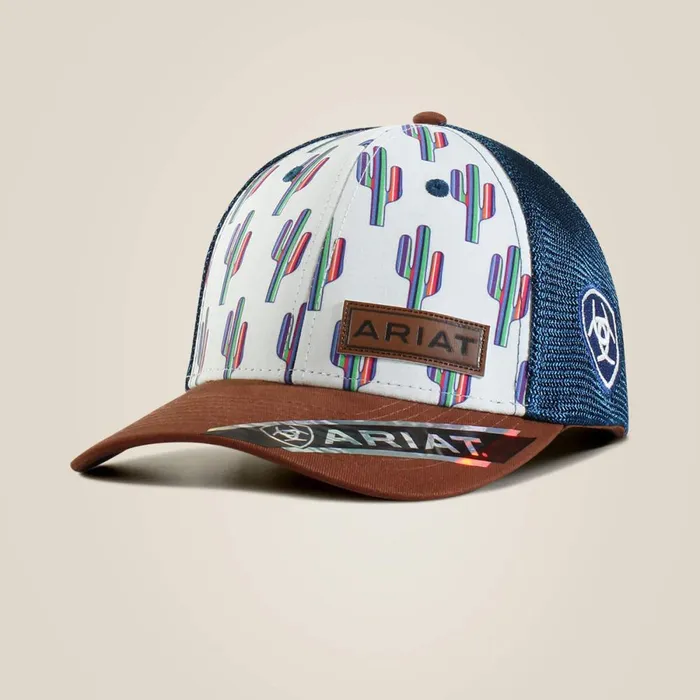 Cactus Print Cap Black White Women Ariat Hats and Caps
