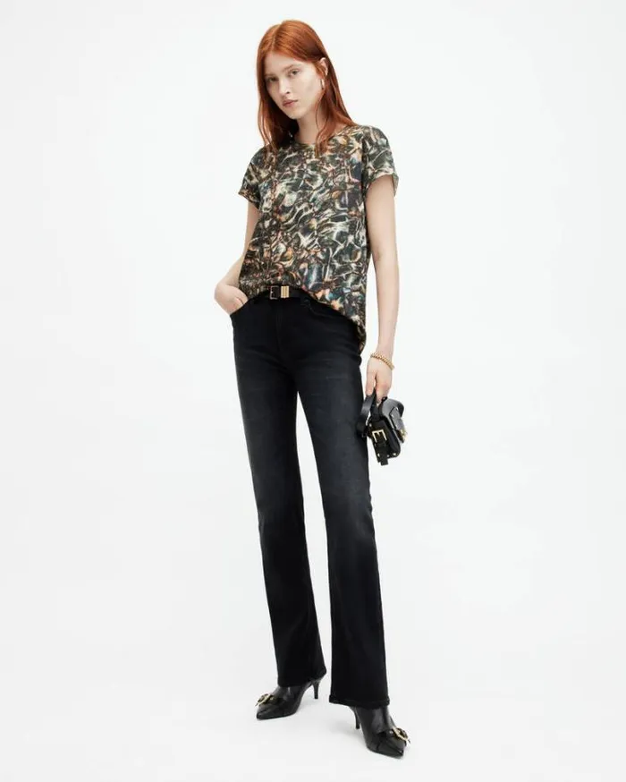 Caladesi Anna Crew Neck Printed TShirt Petrol Blue Women AllSaints Tops and Shirts Caladesi Anna Crew Neck Printed TShirt Petrol Blue Women AllSaints Tops and Shirts
