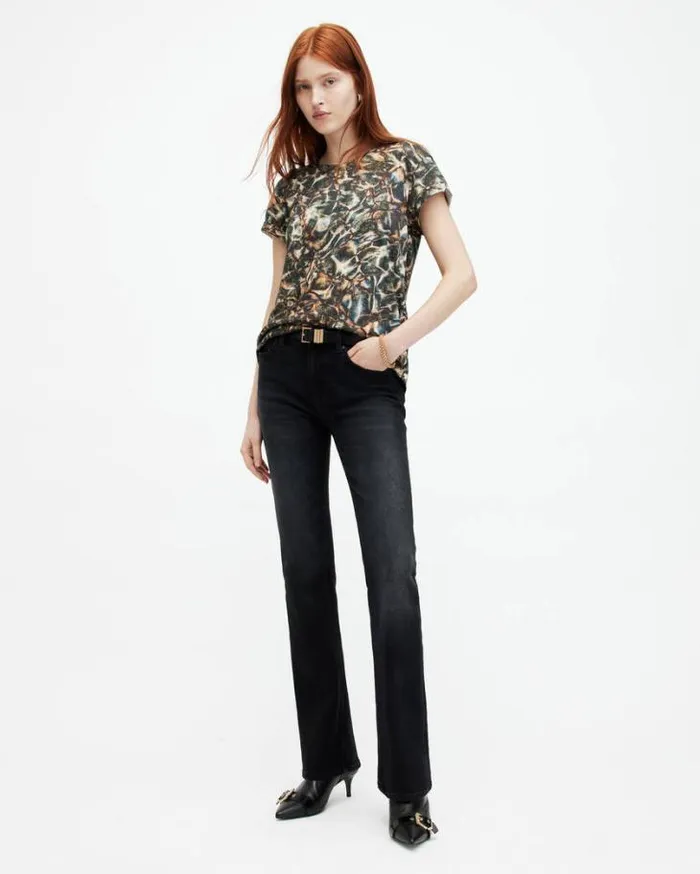 Caladesi Anna Crew Neck Printed TShirt Petrol Blue Women AllSaints Tops and Shirts Caladesi Anna Crew Neck Printed TShirt Petrol Blue Women AllSaints Tops and Shirts