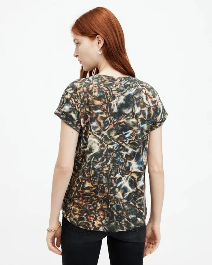 Caladesi Anna Crew Neck Printed TShirt Petrol Blue Women AllSaints Tops and Shirts Caladesi Anna Crew Neck Printed TShirt Petrol Blue Women AllSaints Tops and Shirts