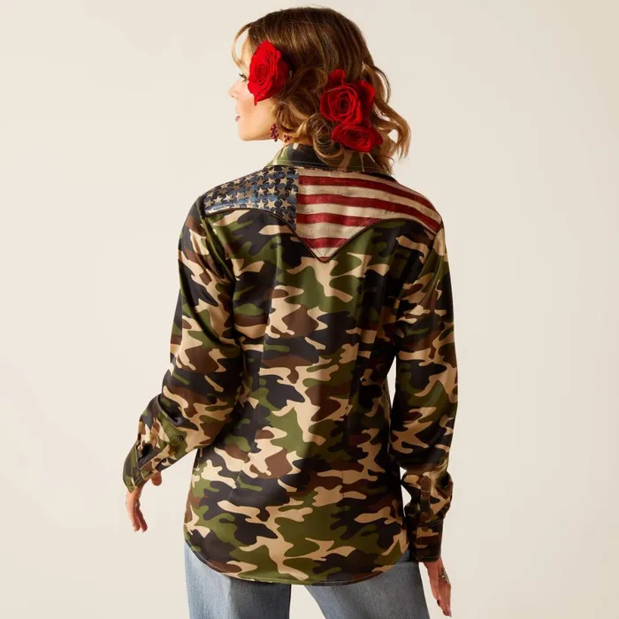 Camo Pride Rodeo Quincy Shirt Wild West Usa Women Ariat TShirts and Tops Camo Pride Rodeo Quincy Shirt Wild West Usa Women Ariat TShirts and Tops
