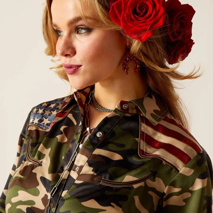 Camo Pride Rodeo Quincy Shirt Wild West Usa Women Ariat TShirts and Tops Camo Pride Rodeo Quincy Shirt Wild West Usa Women Ariat TShirts and Tops