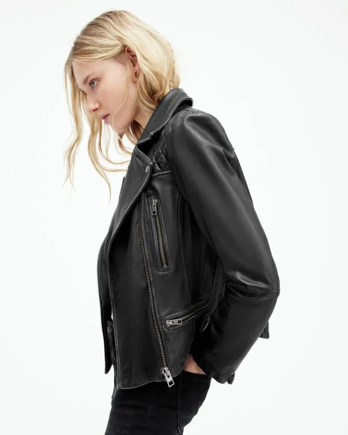 Cargo Distressed Leather Biker Jacket Blackgrey Women AllSaints Leather Jackets Cargo Distressed Leather Biker Jacket Blackgrey Women AllSaints Leather Jackets