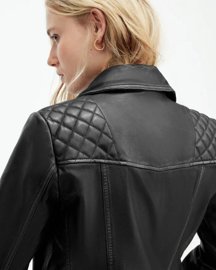 Cargo Distressed Leather Biker Jacket Blackgrey Women AllSaints Leather Jackets Cargo Distressed Leather Biker Jacket Blackgrey Women AllSaints Leather Jackets