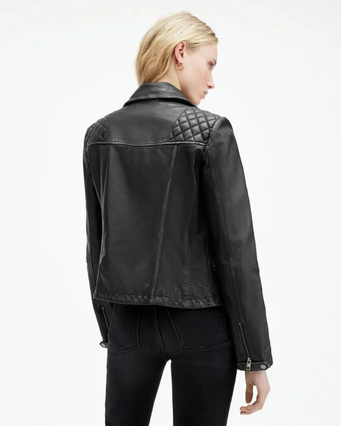Cargo Distressed Leather Biker Jacket Blackgrey Women AllSaints Leather Jackets Cargo Distressed Leather Biker Jacket Blackgrey Women AllSaints Leather Jackets