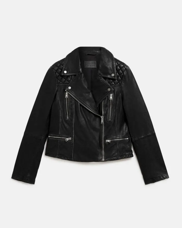 Cargo Distressed Leather Biker Jacket Blackgrey Women AllSaints Leather Jackets Cargo Distressed Leather Biker Jacket Blackgrey Women AllSaints Leather Jackets