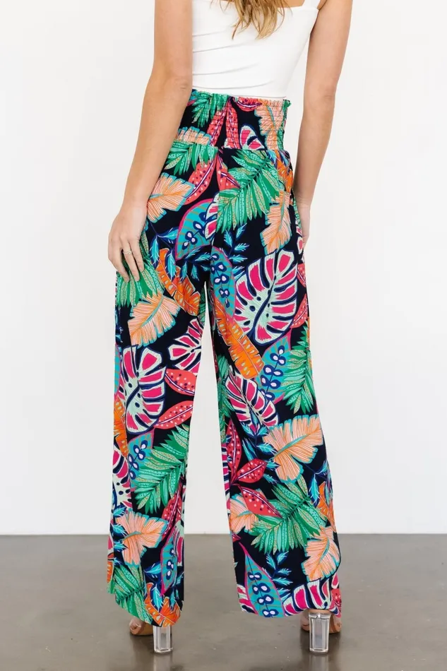 Caribbean Smocked Waist Pants Navy Print Women Baltic Born Pants Caribbean Smocked Waist Pants Navy Print Women Baltic Born Pants