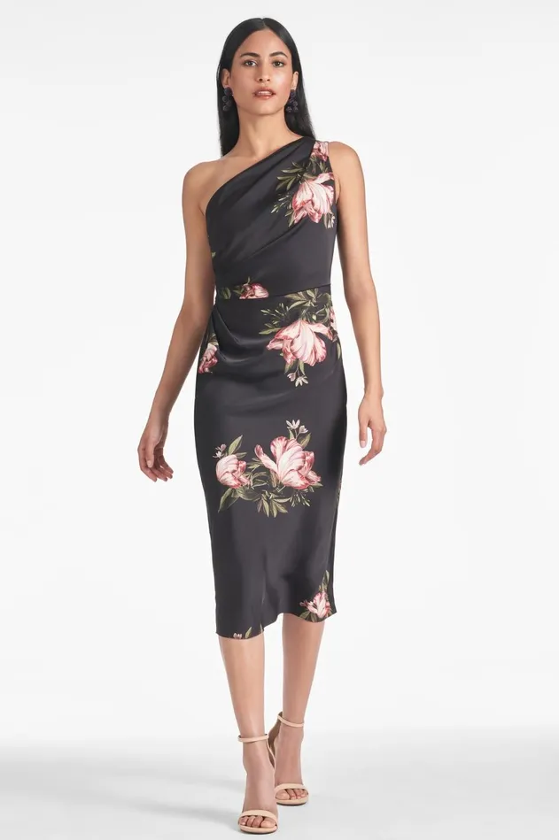 Carmen Dress 8211 Noir Blossom Women Sachin and Babi One Shoulder