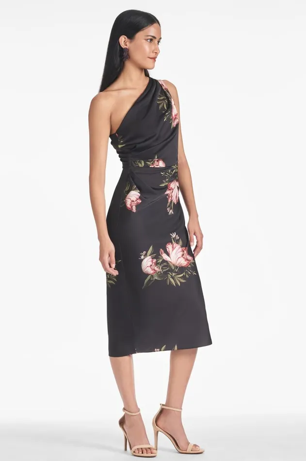 Carmen Dress 8211 Noir Blossom Women Sachin and Babi One Shoulder